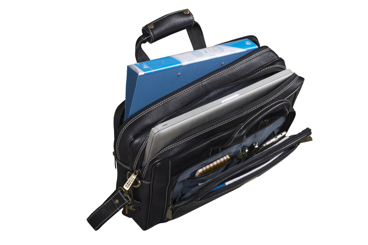 BRAND LEATHER Genuine Leather Laptop Bag for Men/Office Bag for Men, Brown | Fits Upto 16 Inch Laptop/MacBook | Handbags with Shoulder Straps | Leather Bag for Men | Trolley Strap in Laptop Bag