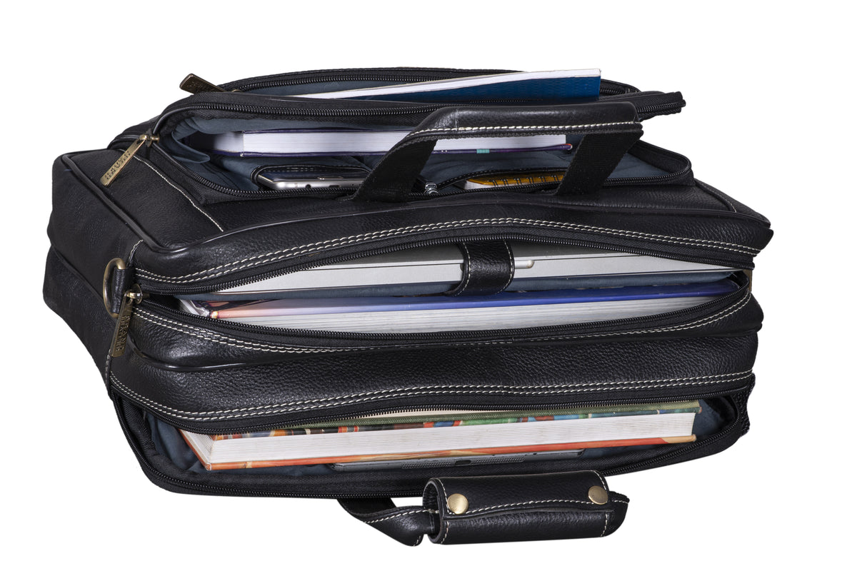 BRAND LEATHER Genuine Leather Laptop Bag for Men/Office Bag for Men, Brown | Fits Upto 16 Inch Laptop/MacBook | Handbags with Shoulder Straps | Leather Bag for Men | Trolley Strap in Laptop Bag