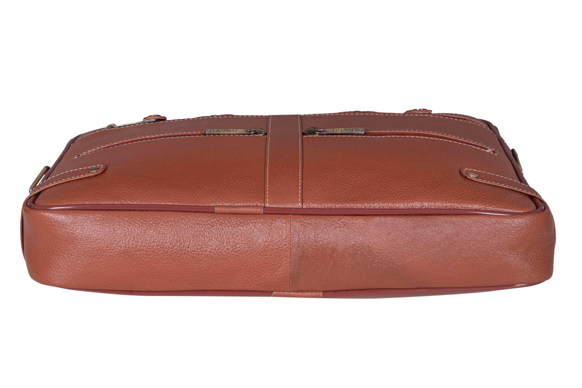 Laptop Bag for Men - Genuine Leather Messenger Bag for Office - Fits up to 16 Inch Laptop -Brown Shoulder Bag with Multiple Compartments - Executive Leather Bag for Work and Travel