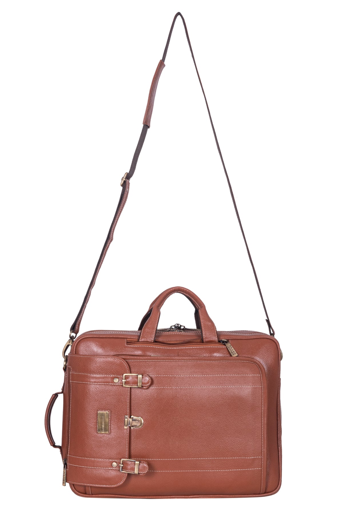 Genuine Leather Convertible Backpack 16 Inch Laptop Messenger Bag Multi-Functional Business Briefcase for Men & Women