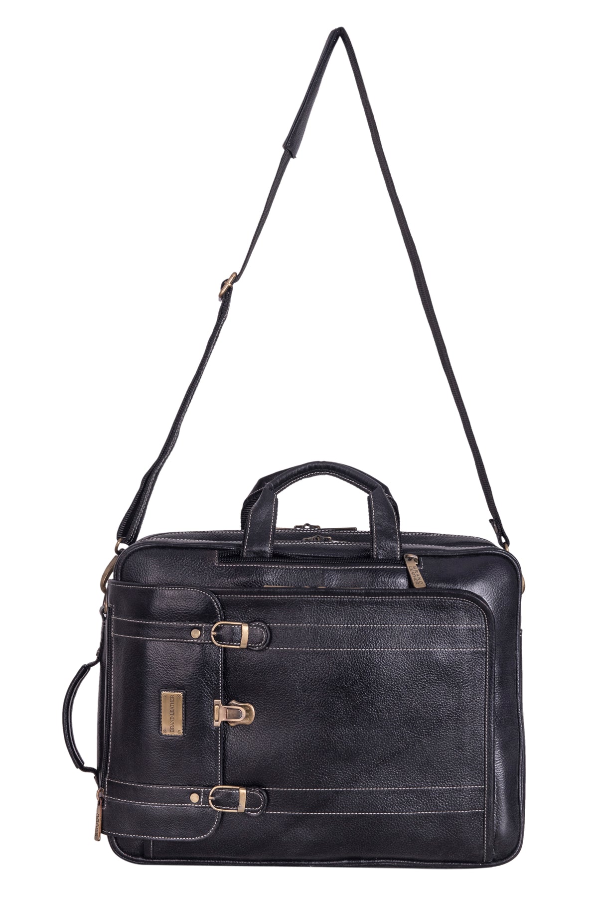 Genuine Leather Convertible Backpack 16 Inch Laptop Messenger Bag Multi-Functional Business Briefcase for Men & Women