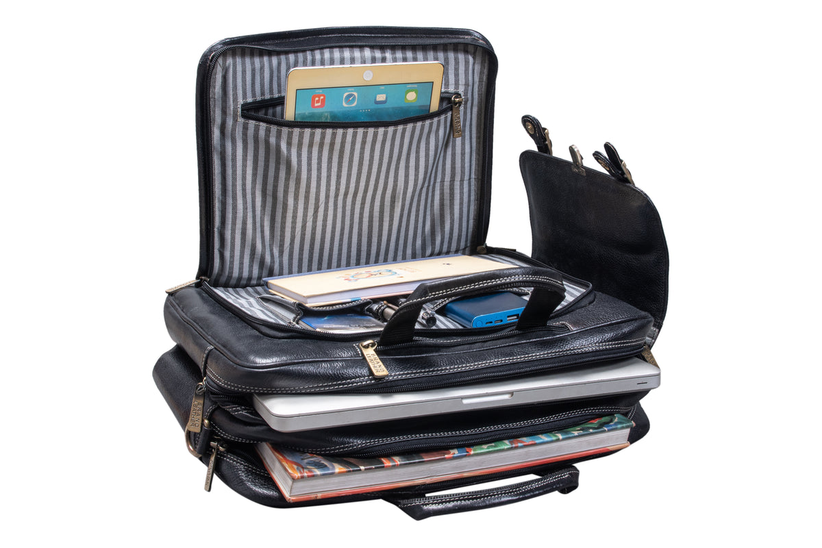 Genuine Leather Convertible Backpack 16 Inch Laptop Messenger Bag Multi-Functional Business Briefcase for Men & Women