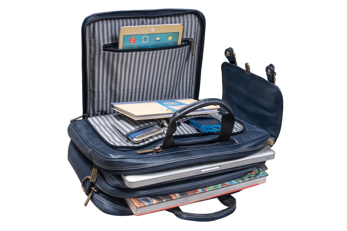 Genuine Leather Convertible Backpack 16 Inch Laptop Messenger Bag Multi-Functional Business Briefcase for Men & Women