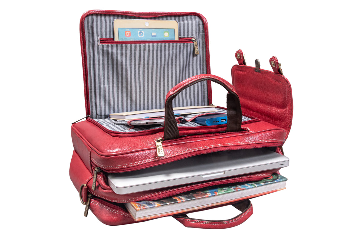 Genuine Leather Convertible Backpack 16 Inch Laptop Messenger Bag Multi-Functional Business Briefcase for Men & Women