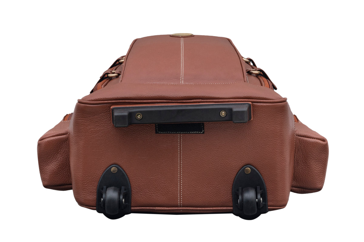 BRAND LEATHER Rolling Backpack Wheeled Laptop Backpack for Travel, Trolley Luggage Suitcase Compact Business Bag Student Laptop Bag for Men Women