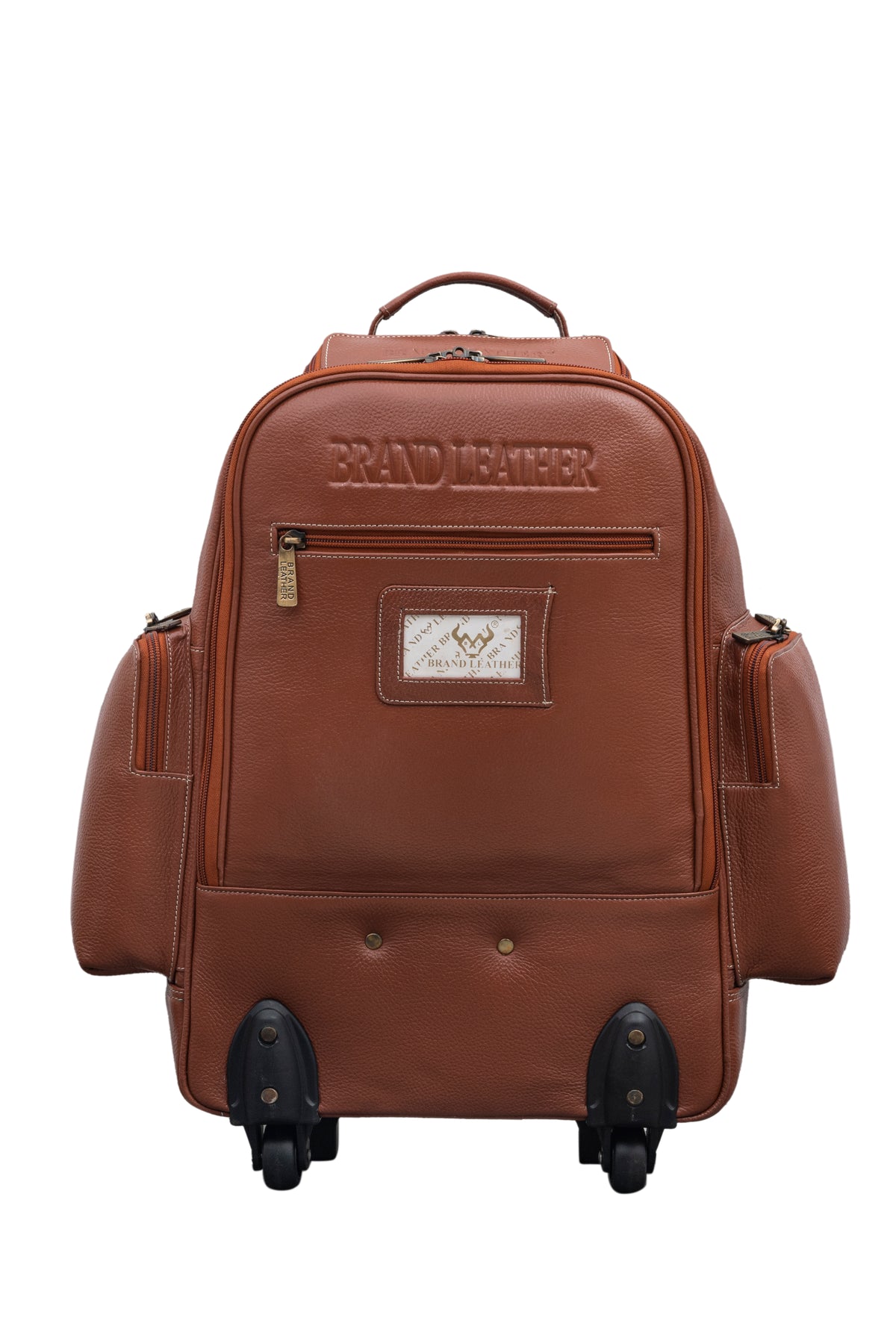 BRAND LEATHER Rolling Backpack Wheeled Laptop Backpack for Travel, Trolley Luggage Suitcase Compact Business Bag Student Laptop Bag for Men Women