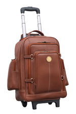 BRAND LEATHER Rolling Backpack Wheeled Laptop Backpack for Travel, Trolley Luggage Suitcase Compact Business Bag Student Laptop Bag for Men Women