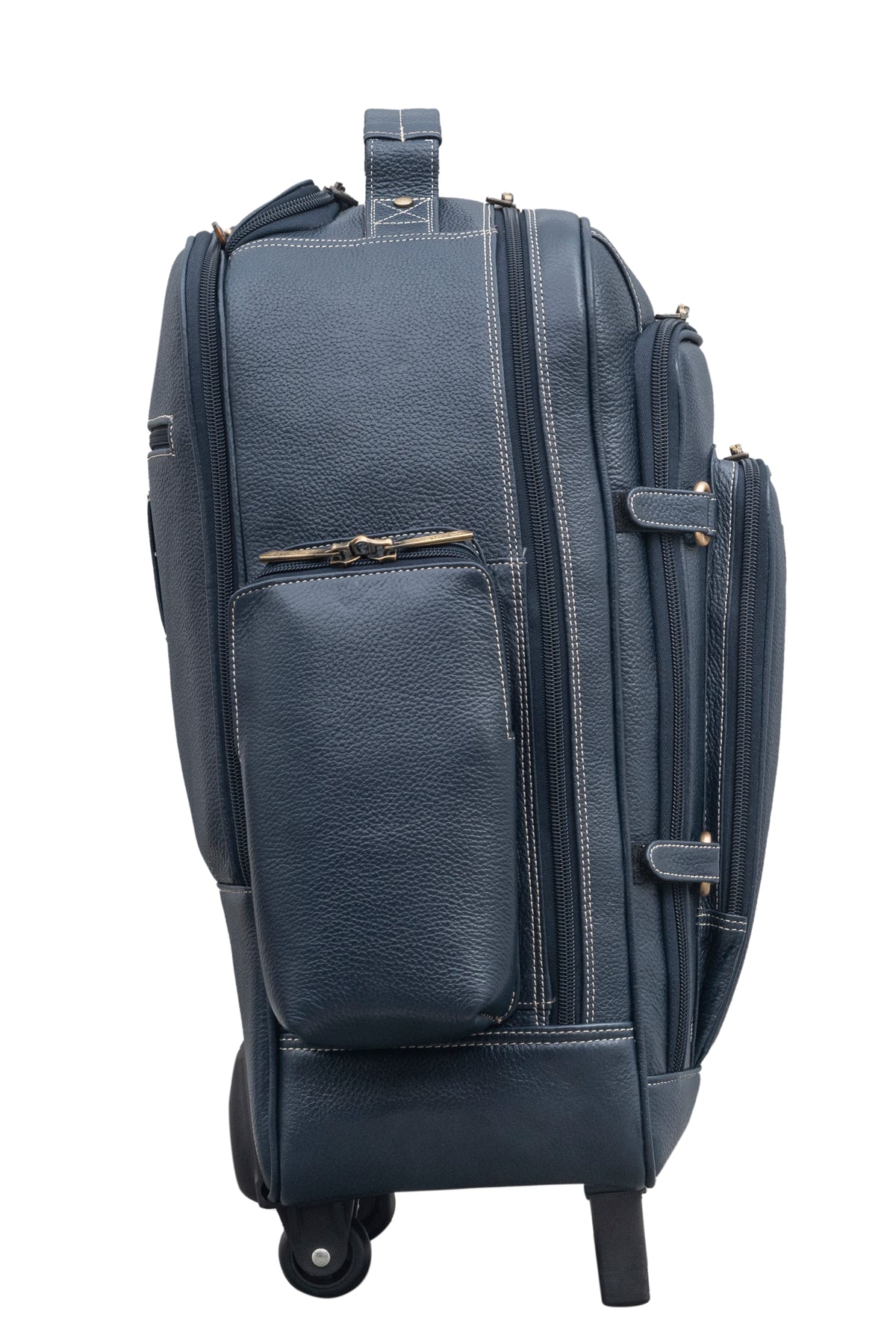 BRAND LEATHER Rolling Backpack Wheeled Laptop Backpack for Travel, Trolley Luggage Suitcase Compact Business Bag Student Laptop Bag for Men Women