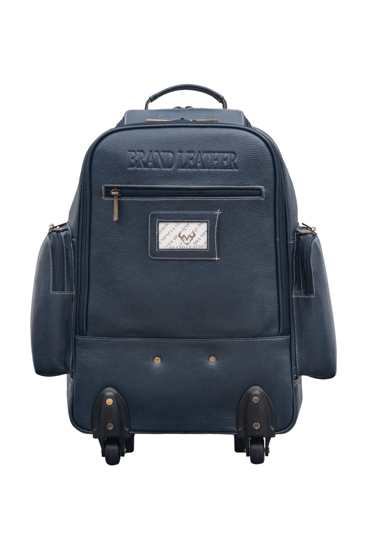 BRAND LEATHER Rolling Backpack Wheeled Laptop Backpack for Travel, Trolley Luggage Suitcase Compact Business Bag Student Laptop Bag for Men Women