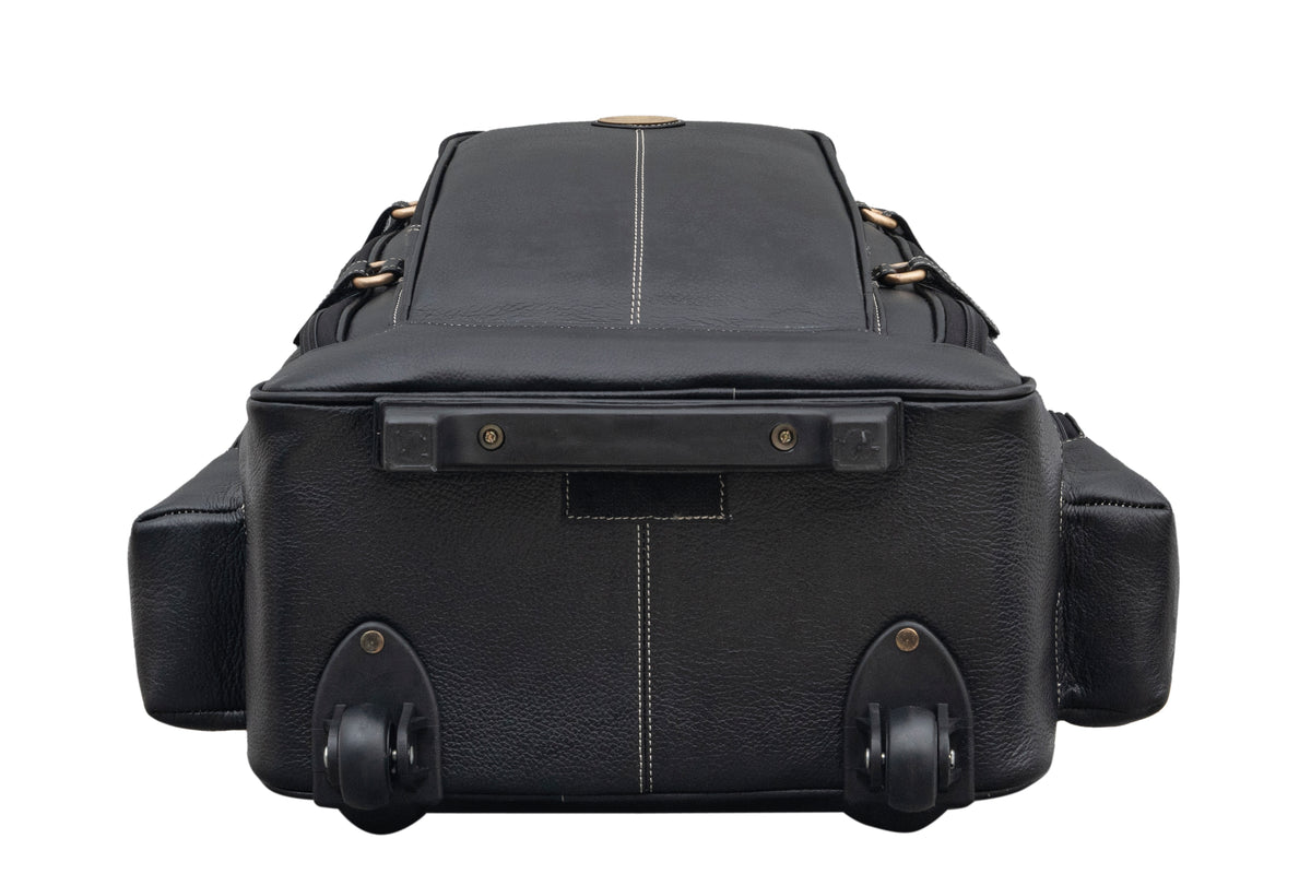 BRAND LEATHER Rolling Backpack Wheeled Laptop Backpack for Travel, Trolley Luggage Suitcase Compact Business Bag Student Laptop Bag for Men Women
