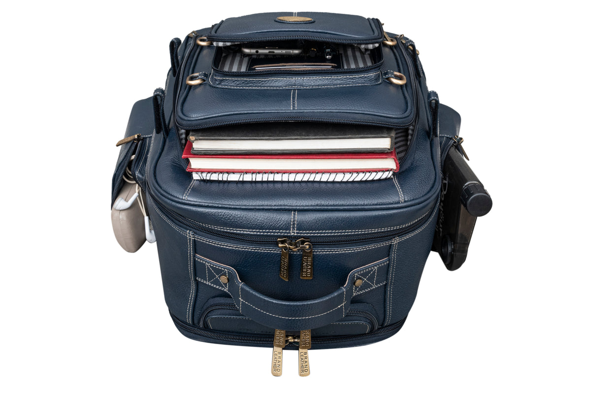BRAND LEATHER Rolling Backpack Wheeled Laptop Backpack for Travel, Trolley Luggage Suitcase Compact Business Bag Student Laptop Bag for Men Women