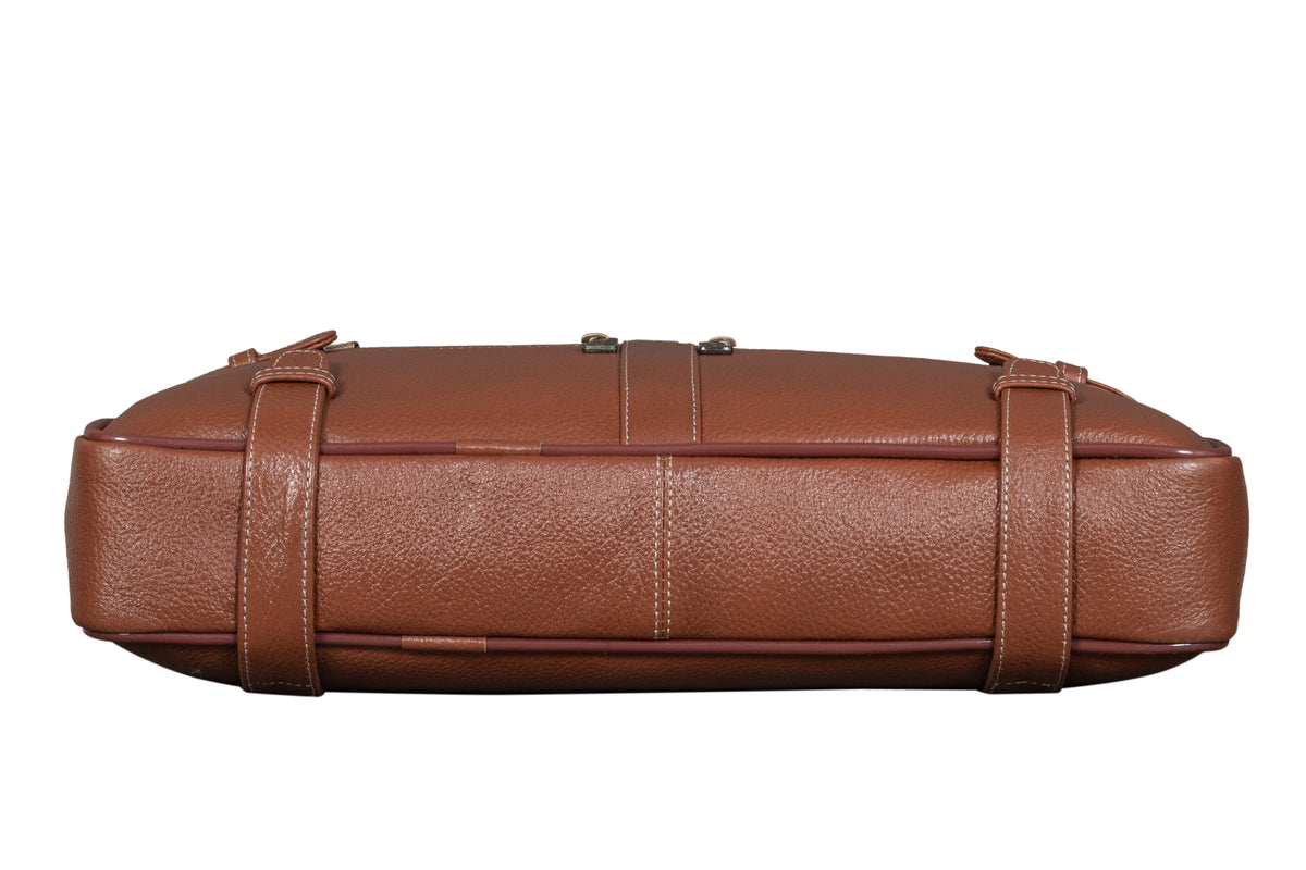 BRAND LEATHER Laptop Bag for Men - Genuine Leather Messenger Bag for Office - Fits up to 16 Inch Laptop -Brown Shoulder Bag with Multiple Compartments - Executive Leather Bag for Work and Travel