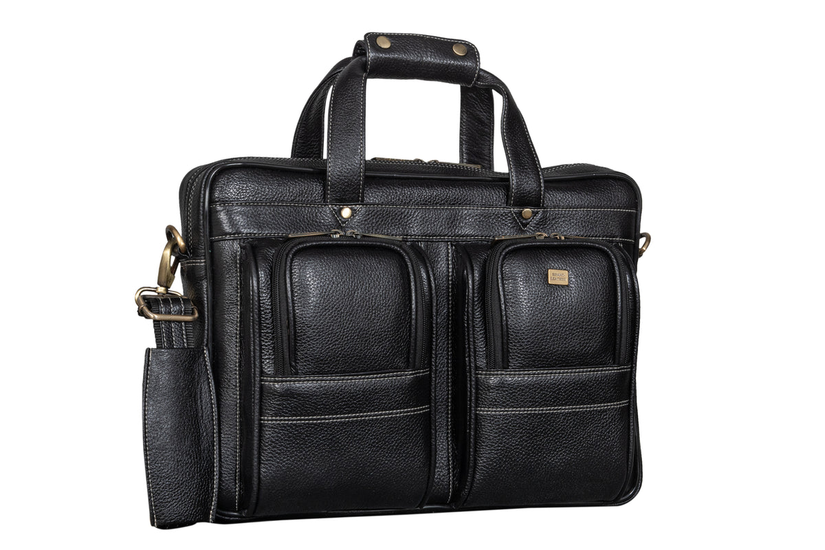 BRAND LEATHER Genuine Leather Laptop Bag for Men - Office Bag, Brown - Fits Up to 14/15.6/16 Inch Laptop/MacBook - Laptop Messenger Bag/Side Shoulder Bag with Adjustable Strap - 1 Year Warranty