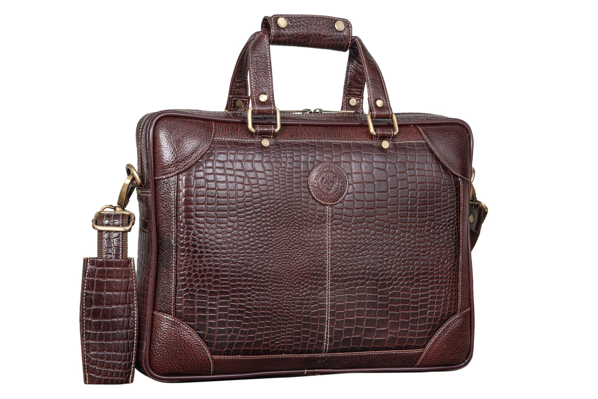 BRAND LEATHER Laptop Bag for Men - Genuine Leather Messenger Bag for Office - Fits up to 16 Inch Laptop -Brown Shoulder Bag with Multiple Compartments - Executive Leather Bag for Work and Travel