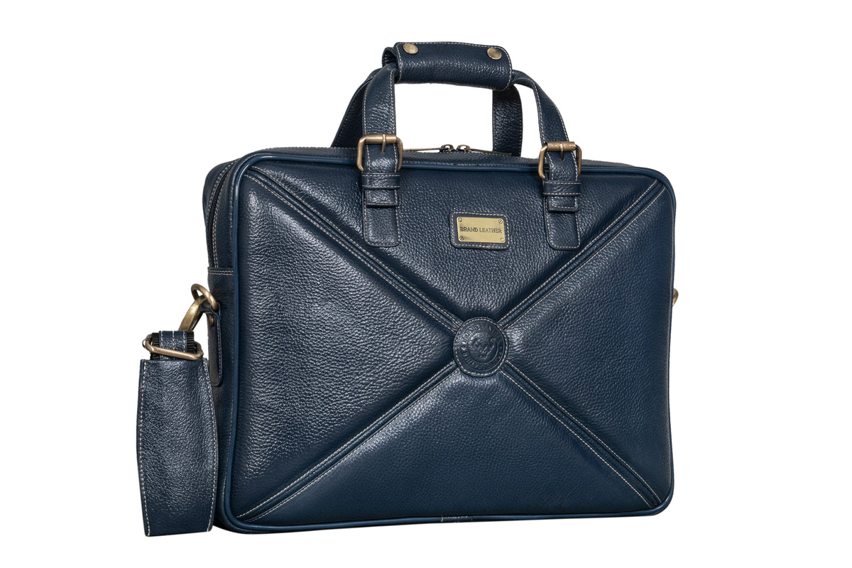 BRAND LEATHER Laptop Bag for Men - Genuine Leather Messenger Bag for Office - Fits up to 16 Inch Laptop -Brown Shoulder Bag with Multiple Compartments - Executive Leather Bag for Work and Travel