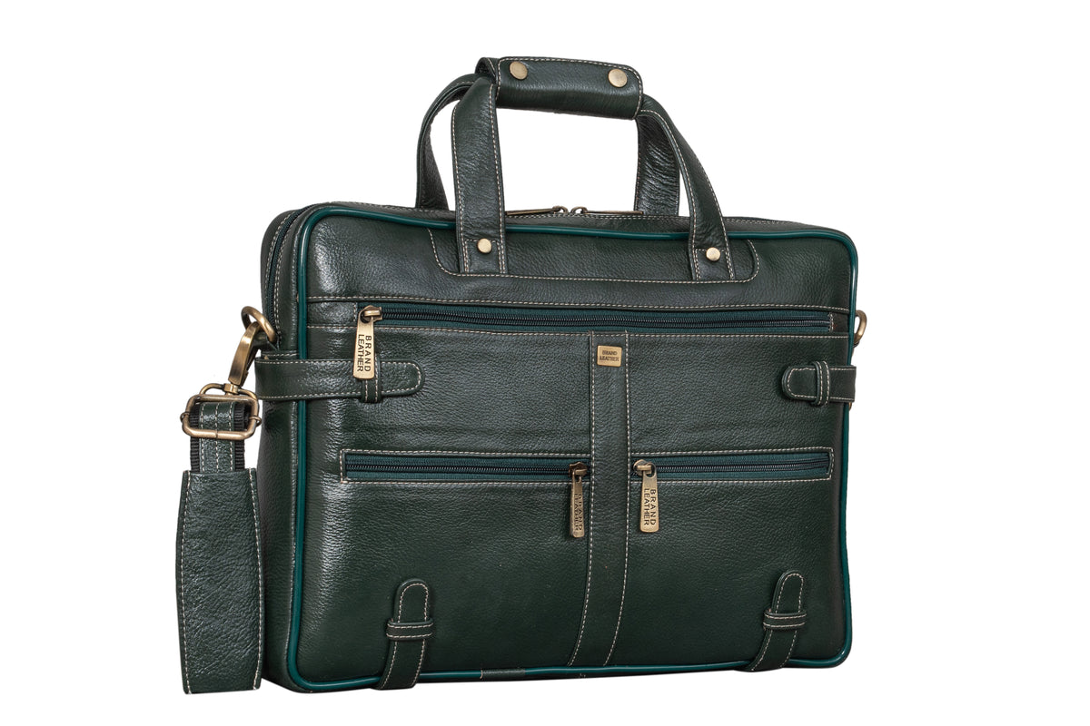 BRAND LEATHER Laptop Bag for Men - Genuine Leather Messenger Bag for Office - Fits up to 16 Inch Laptop -Brown Shoulder Bag with Multiple Compartments - Executive Leather Bag for Work and Travel