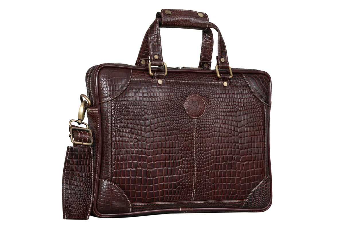 BRAND LEATHER Laptop Bag for Men - Genuine Leather Messenger Bag for Office - Fits up to 16 Inch Laptop -Brown Shoulder Bag with Multiple Compartments - Executive Leather Bag for Work and Travel