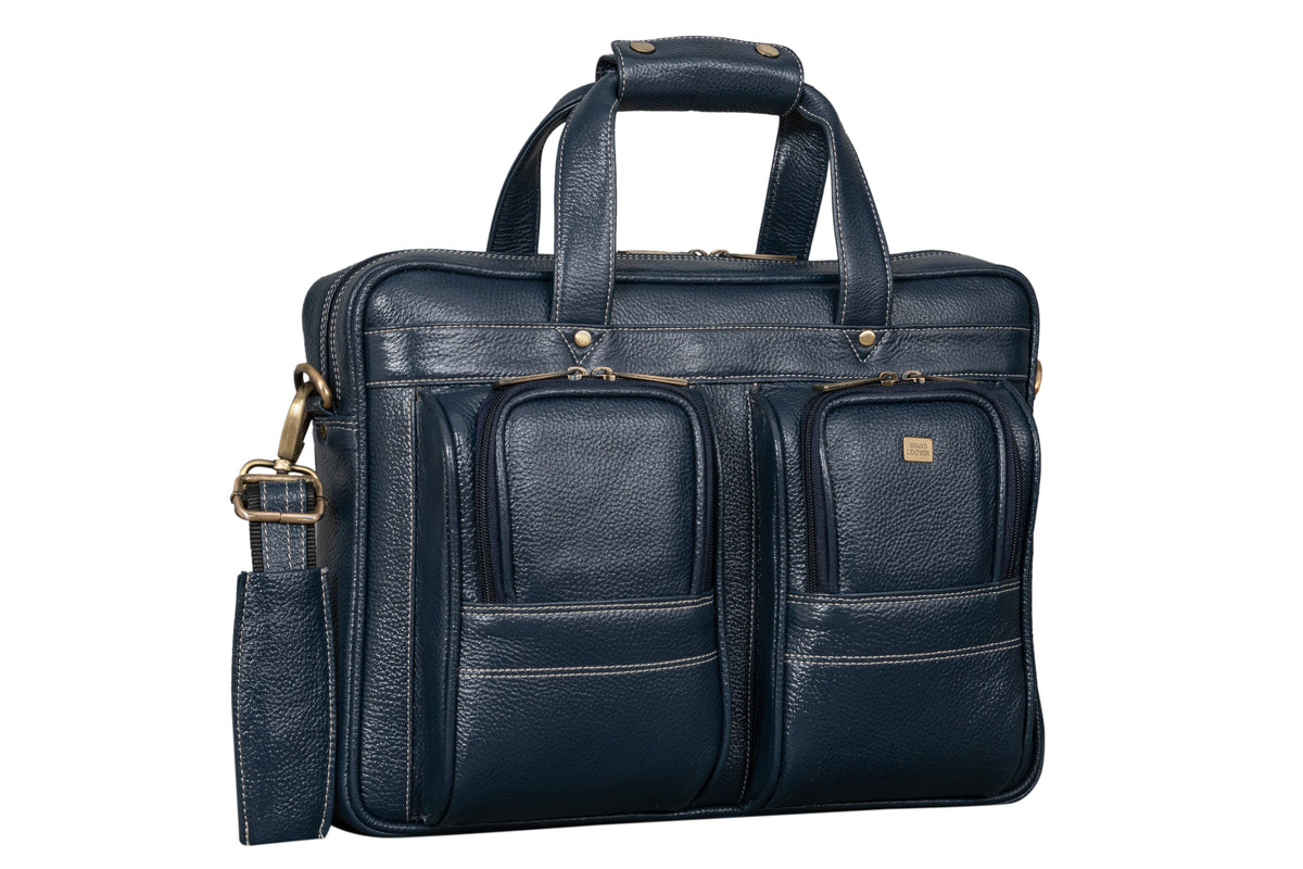 BRAND LEATHER Genuine Leather Laptop Bag for Men - Office Bag, Brown - Fits Up to 14/15.6/16 Inch Laptop/MacBook - Laptop Messenger Bag/Side Shoulder Bag with Adjustable Strap - 1 Year Warranty