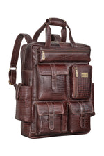 BRAND LEATHER Full Grain Buffalo - Hide Leather Backpack Large Capacity 15/15.6/16/17 Inch Laptop Bag Multi Pockets Travel Daypack