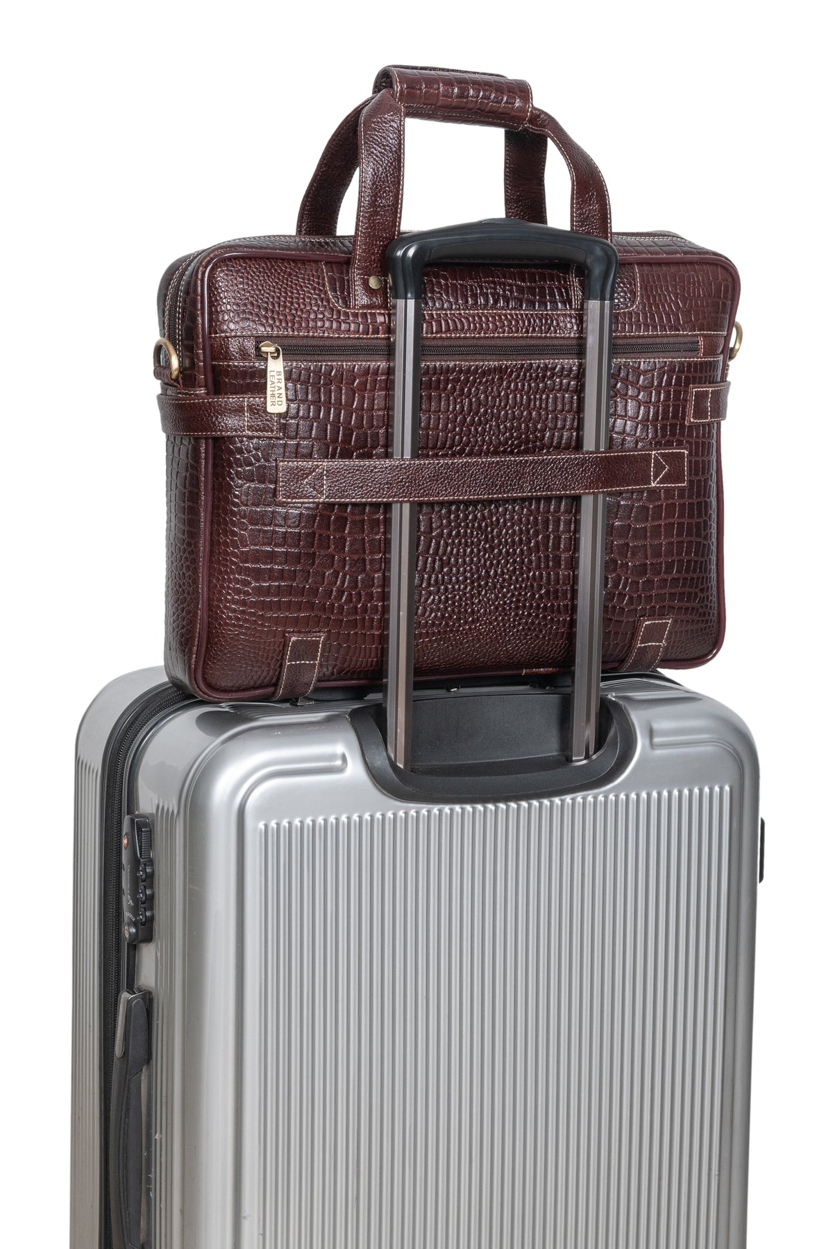 BRAND LEATHER Laptop Bag for Men - Genuine Leather Messenger Bag for Office - Fits up to 16 Inch Laptop -Brown Shoulder Bag with Multiple Compartments - Executive Leather Bag for Work and Travel