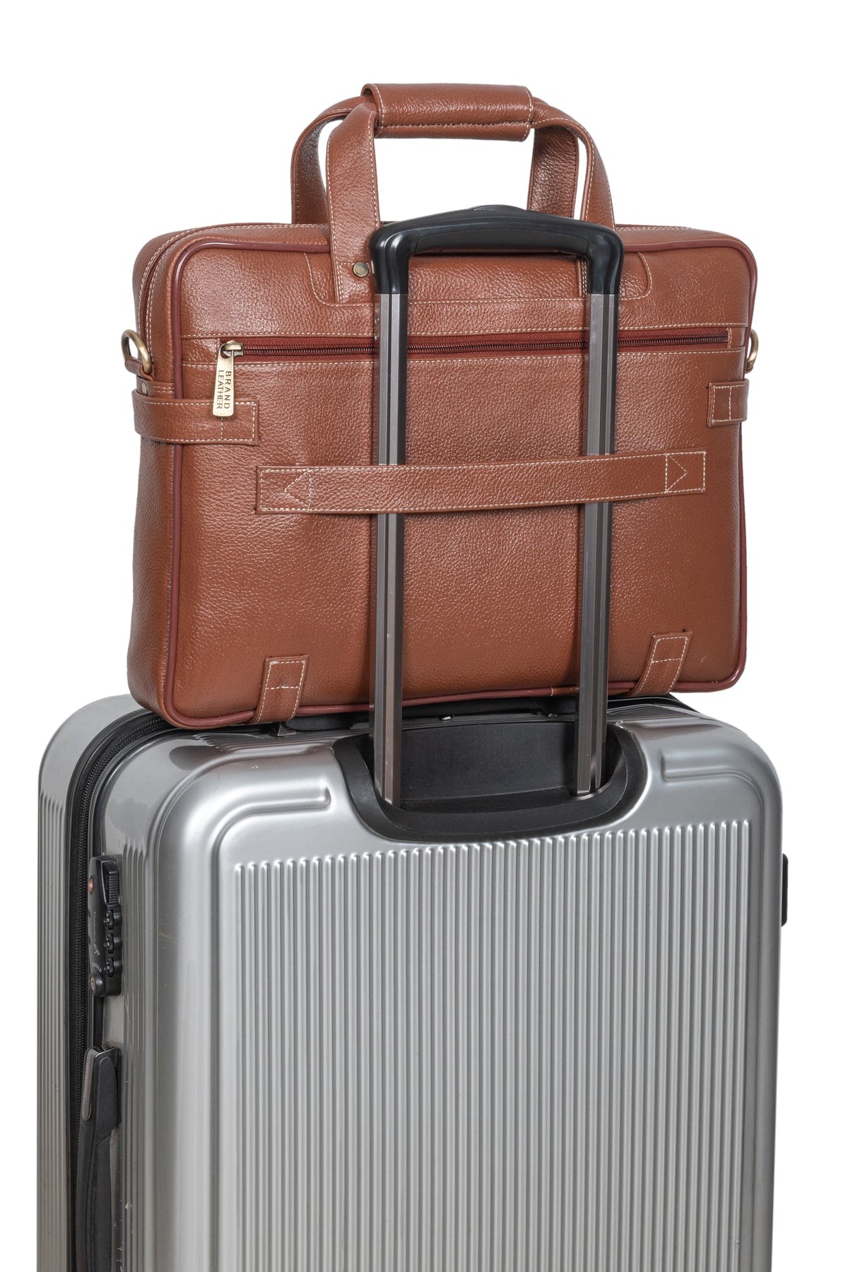 BRAND LEATHER Laptop Bag for Men - Genuine Leather Messenger Bag for Office - Fits up to 16 Inch Laptop -Brown Shoulder Bag with Multiple Compartments - Executive Leather Bag for Work and Travel