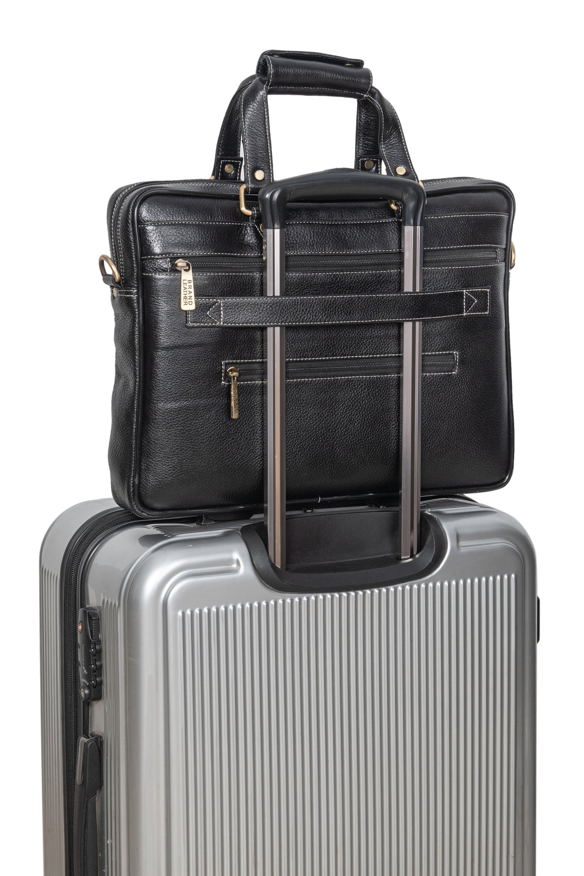 BRAND LEATHER Laptop Bag for Men - Genuine Leather Messenger Bag for Office - Fits up to 16 Inch Laptop -Brown Shoulder Bag with Multiple Compartments - Executive Leather Bag for Work and Travel