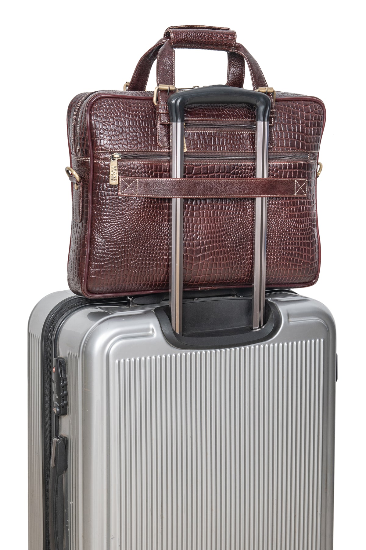 BRAND LEATHER Laptop Bag for Men - Genuine Leather Messenger Bag for Office - Fits up to 16 Inch Laptop -Brown Shoulder Bag with Multiple Compartments - Executive Leather Bag for Work and Travel