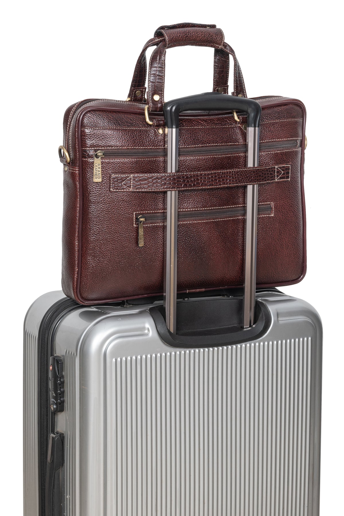 BRAND LEATHER Laptop Bag for Men - Genuine Leather Messenger Bag for Office - Fits up to 16 Inch Laptop -Brown Shoulder Bag with Multiple Compartments - Executive Leather Bag for Work and Travel