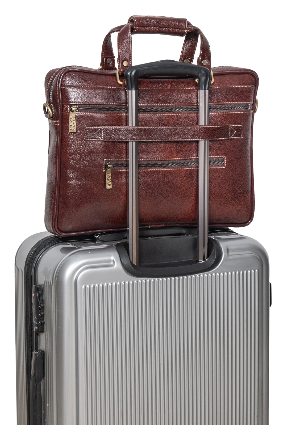 BRAND LEATHER Laptop Bag for Men - Genuine Leather Messenger Bag for Office - Fits up to 16 Inch Laptop -Brown Shoulder Bag with Multiple Compartments - Executive Leather Bag for Work and Travel