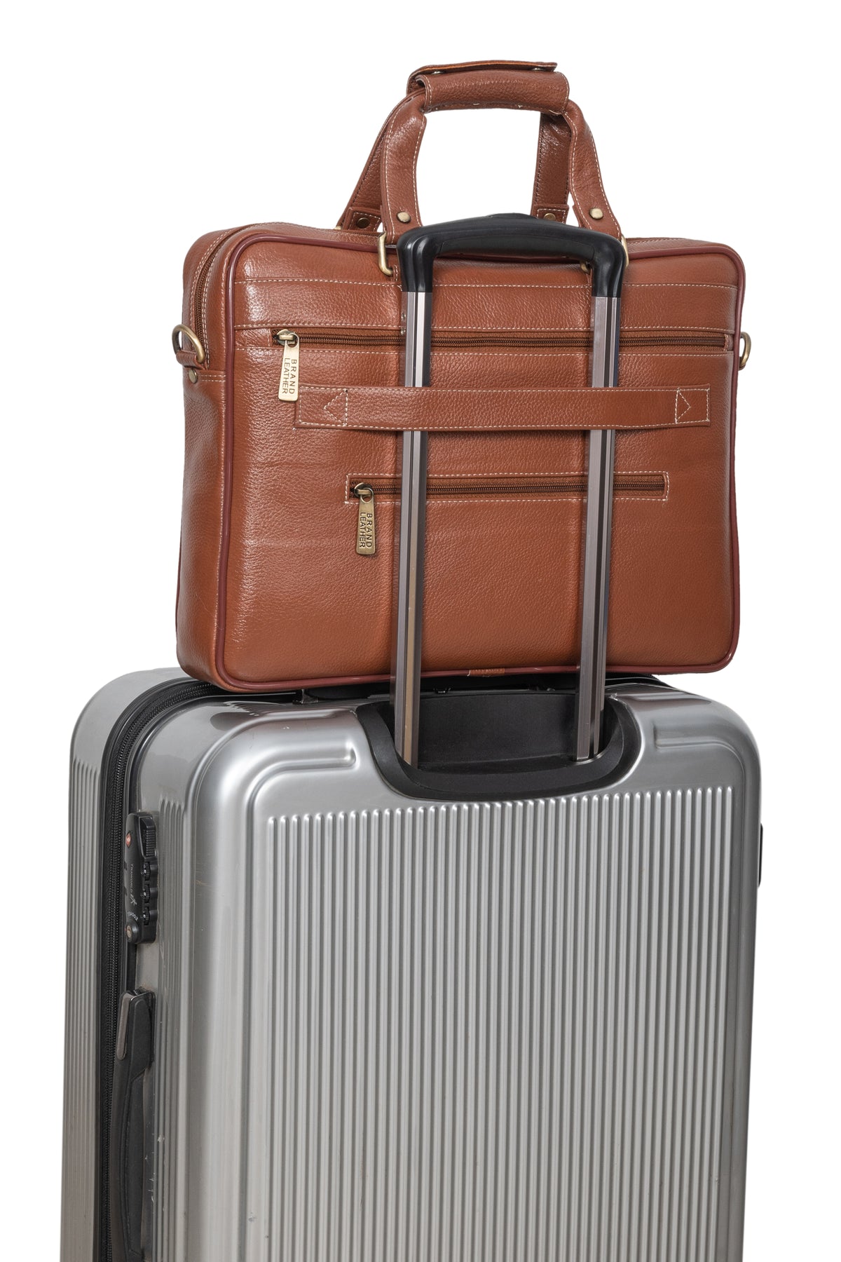 BRAND LEATHER Laptop Bag for Men - Genuine Leather Messenger Bag for Office - Fits up to 16 Inch Laptop -Brown Shoulder Bag with Multiple Compartments - Executive Leather Bag for Work and Travel