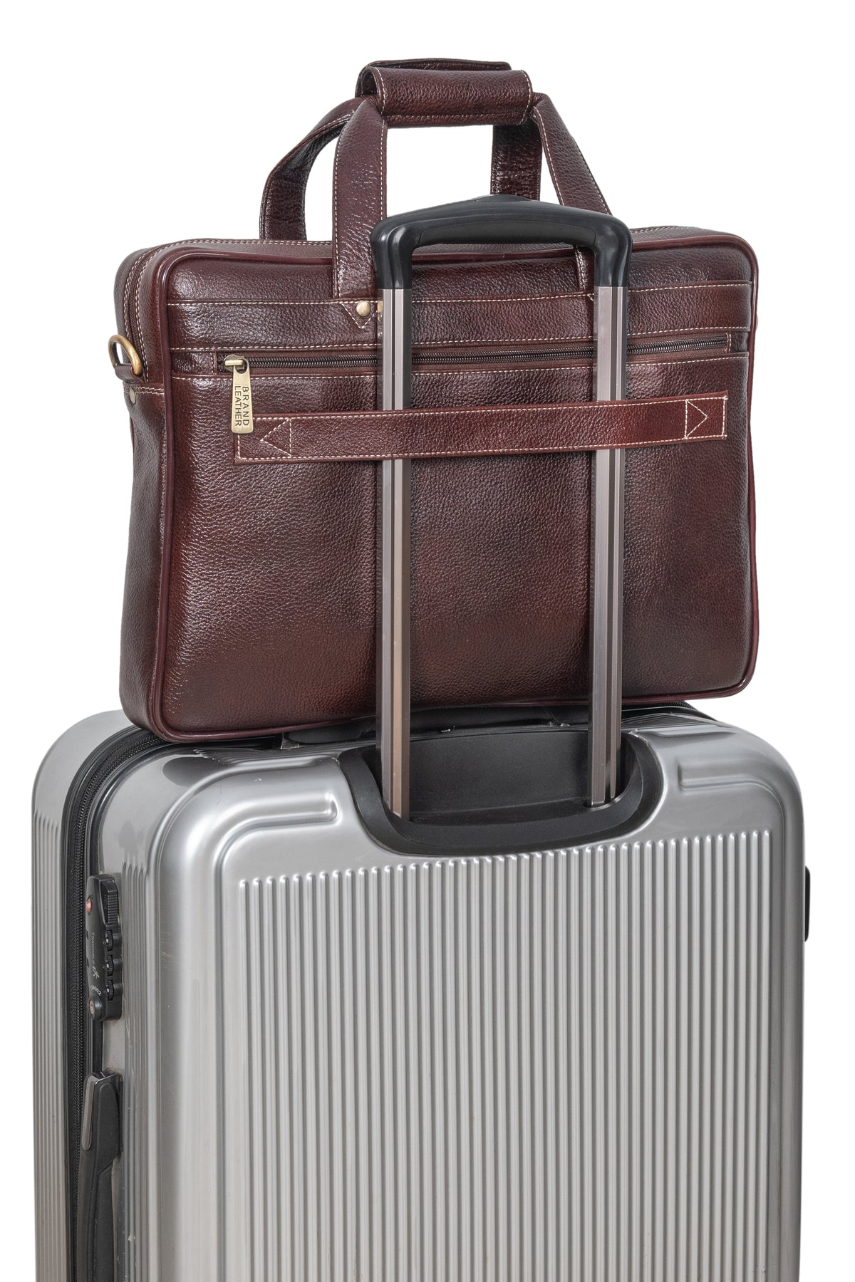 BRAND LEATHER Genuine Leather Laptop Bag for Men - Office Bag, Brown - Fits Up to 14/15.6/16 Inch Laptop/MacBook - Laptop Messenger Bag/Side Shoulder Bag with Adjustable Strap - 1 Year Warranty