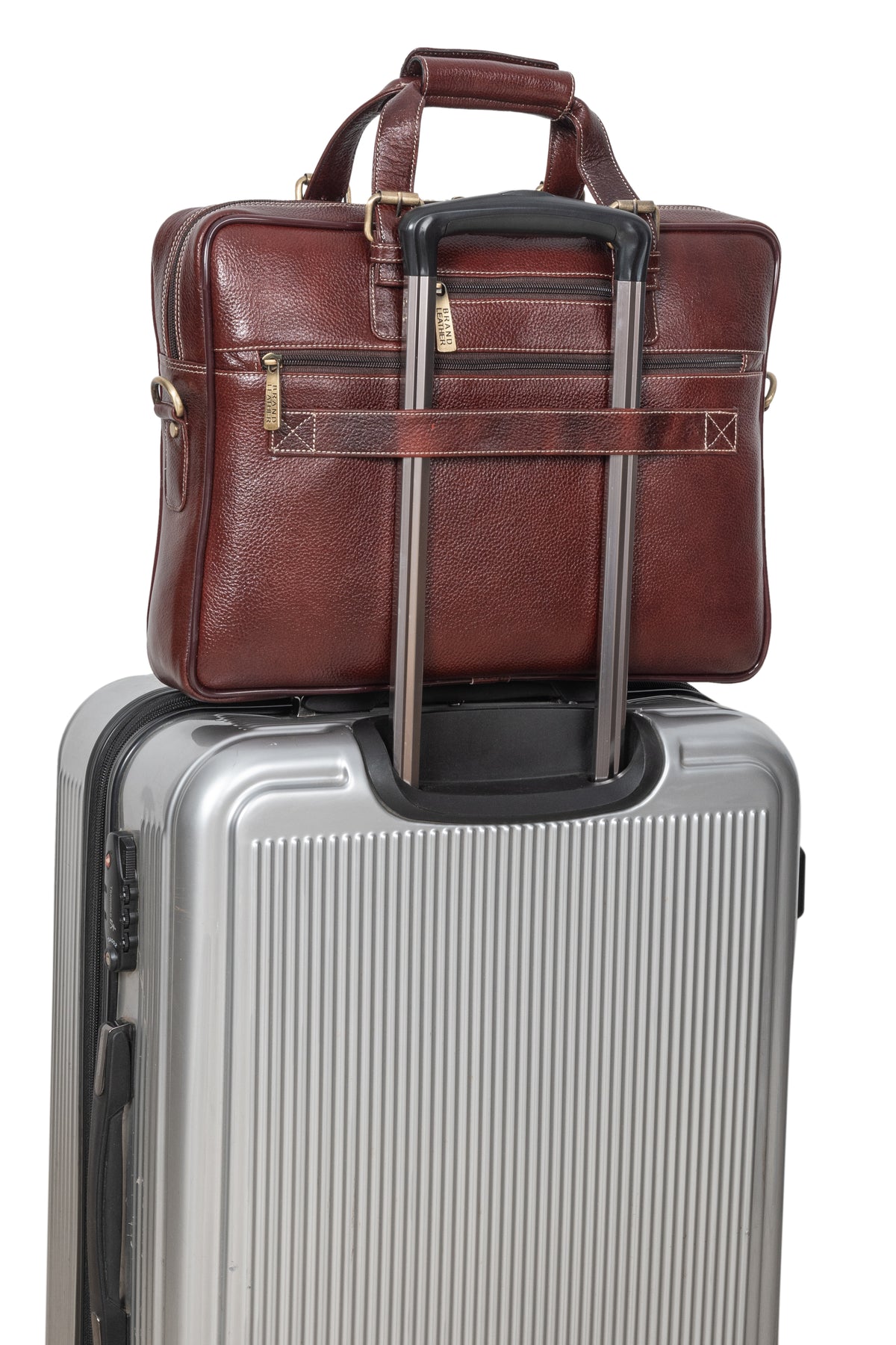 BRAND LEATHER Laptop Bag for Men - Genuine Leather Messenger Bag for Office - Fits up to 16 Inch Laptop -Brown Shoulder Bag with Multiple Compartments - Executive Leather Bag for Work and Travel