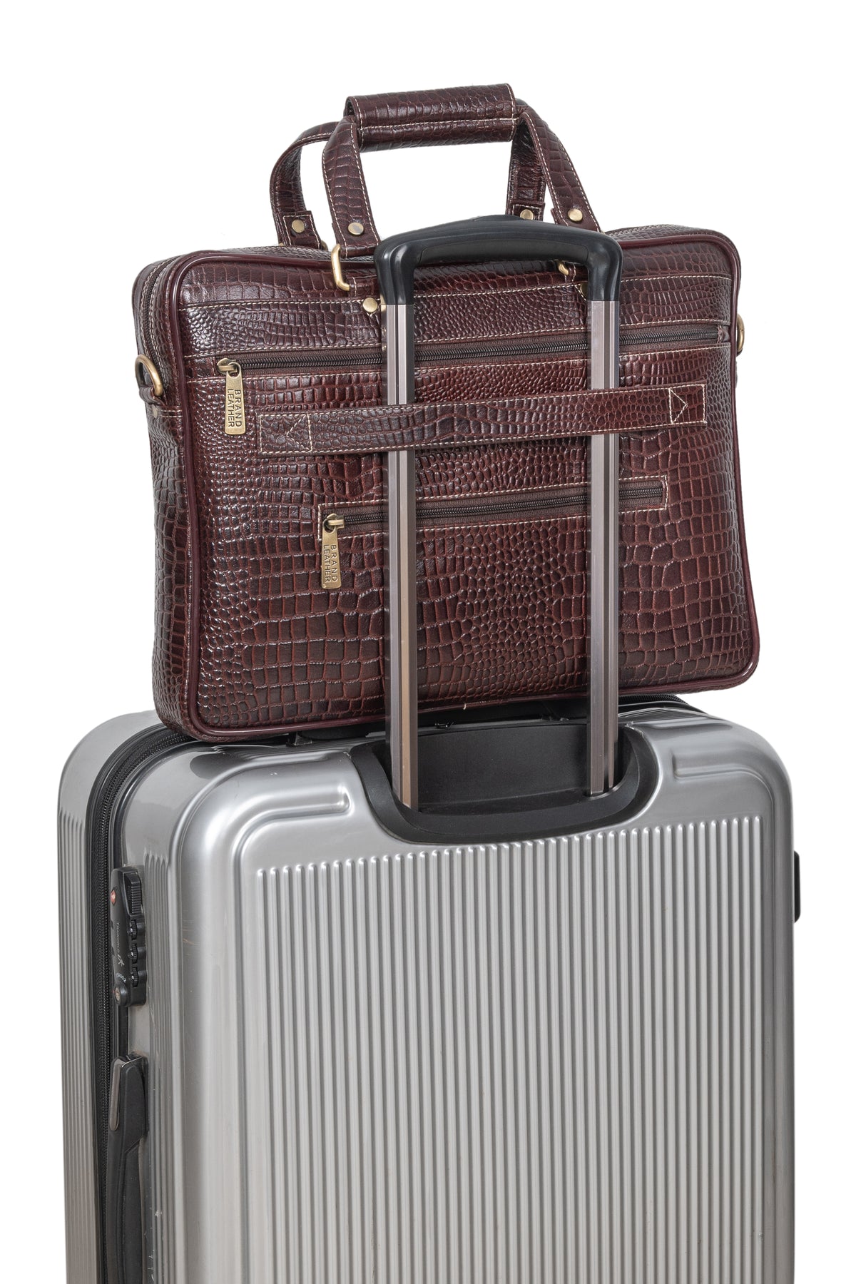 BRAND LEATHER Laptop Bag for Men - Genuine Leather Messenger Bag for Office - Fits up to 16 Inch Laptop -Brown Shoulder Bag with Multiple Compartments - Executive Leather Bag for Work and Travel