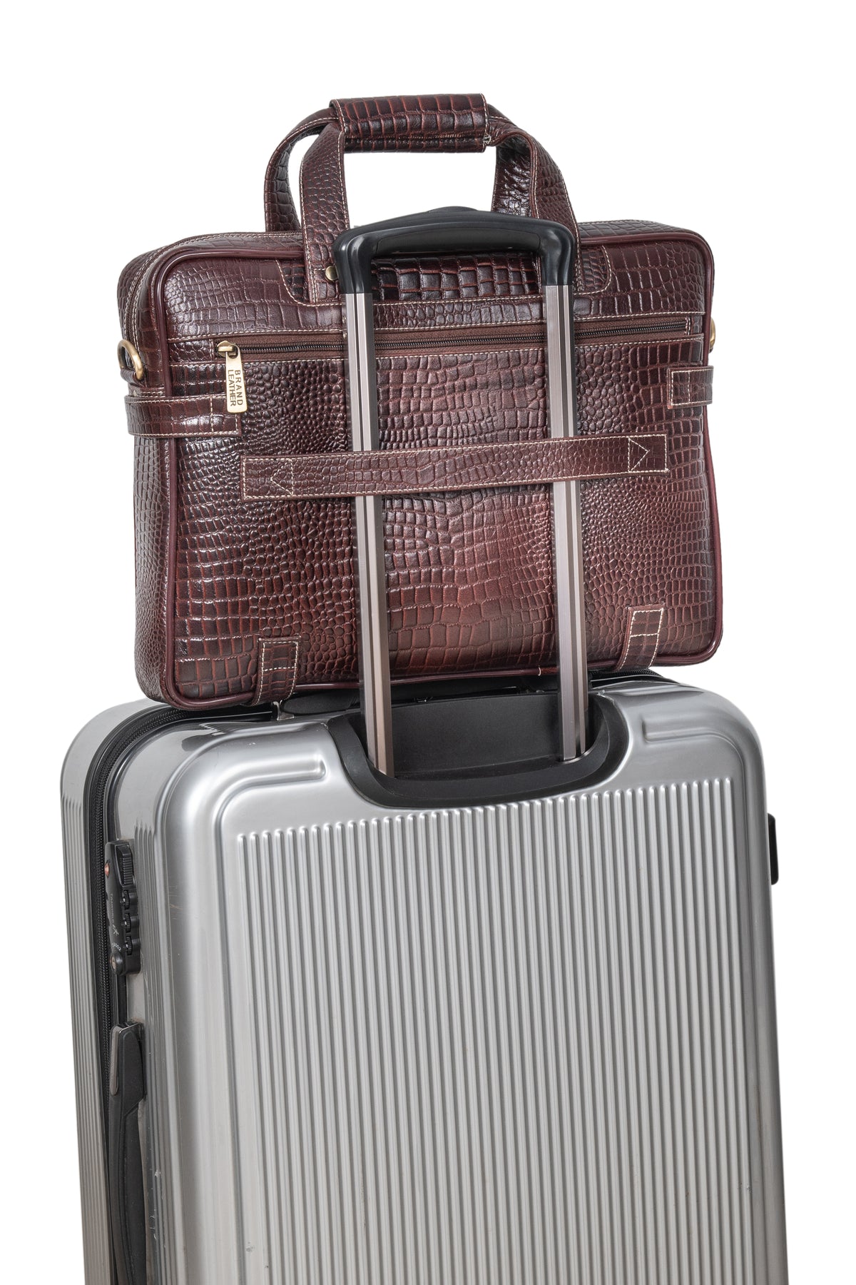 BRAND LEATHER Laptop Bag for Men - Genuine Leather Messenger Bag for Office - Fits up to 16 Inch Laptop -Brown Shoulder Bag with Multiple Compartments - Executive Leather Bag for Work and Travel