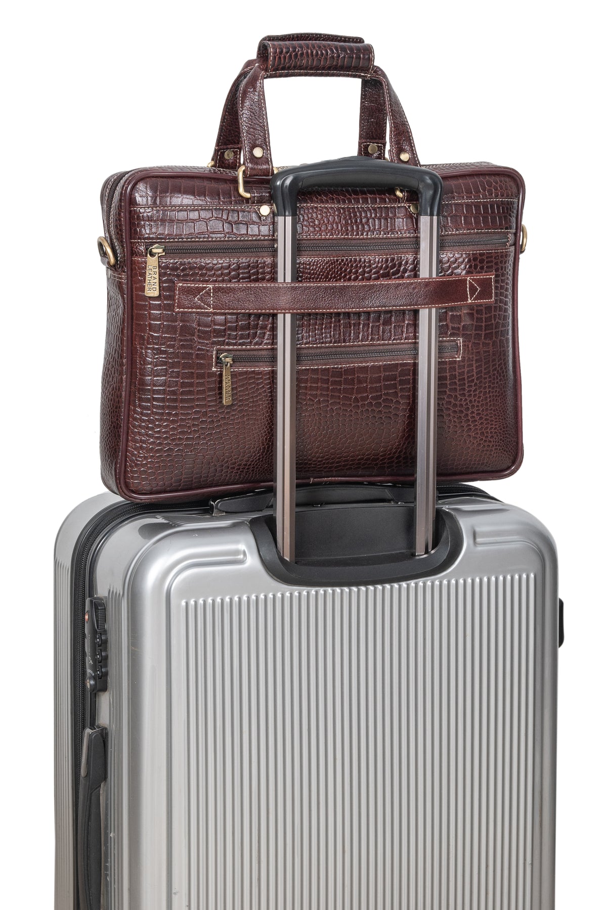 BRAND LEATHER Laptop Bag for Men - Genuine Leather Messenger Bag for Office - Fits up to 16 Inch Laptop -Brown Shoulder Bag with Multiple Compartments - Executive Leather Bag for Work and Travel