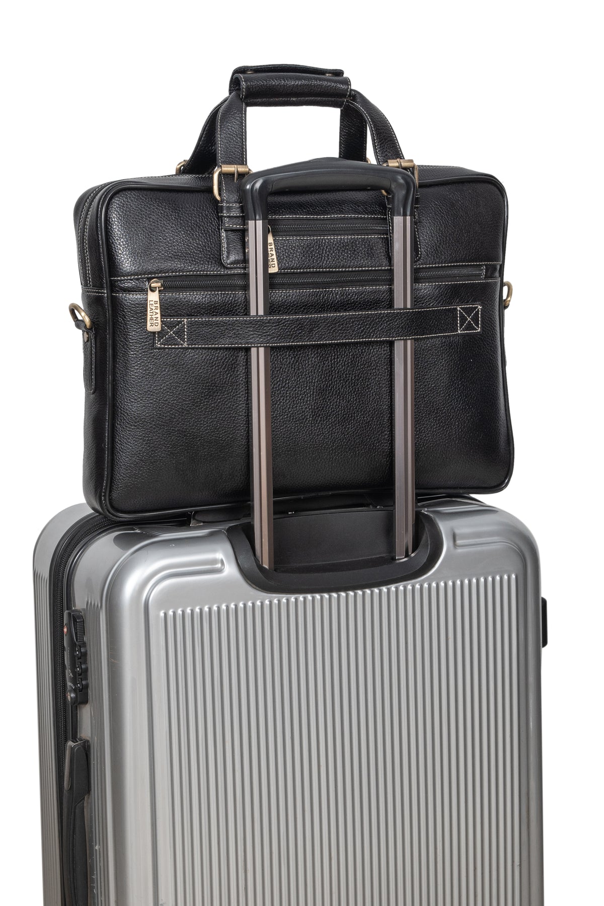 BRAND LEATHER Laptop Bag for Men - Genuine Leather Messenger Bag for Office - Fits up to 16 Inch Laptop -Brown Shoulder Bag with Multiple Compartments - Executive Leather Bag for Work and Travel