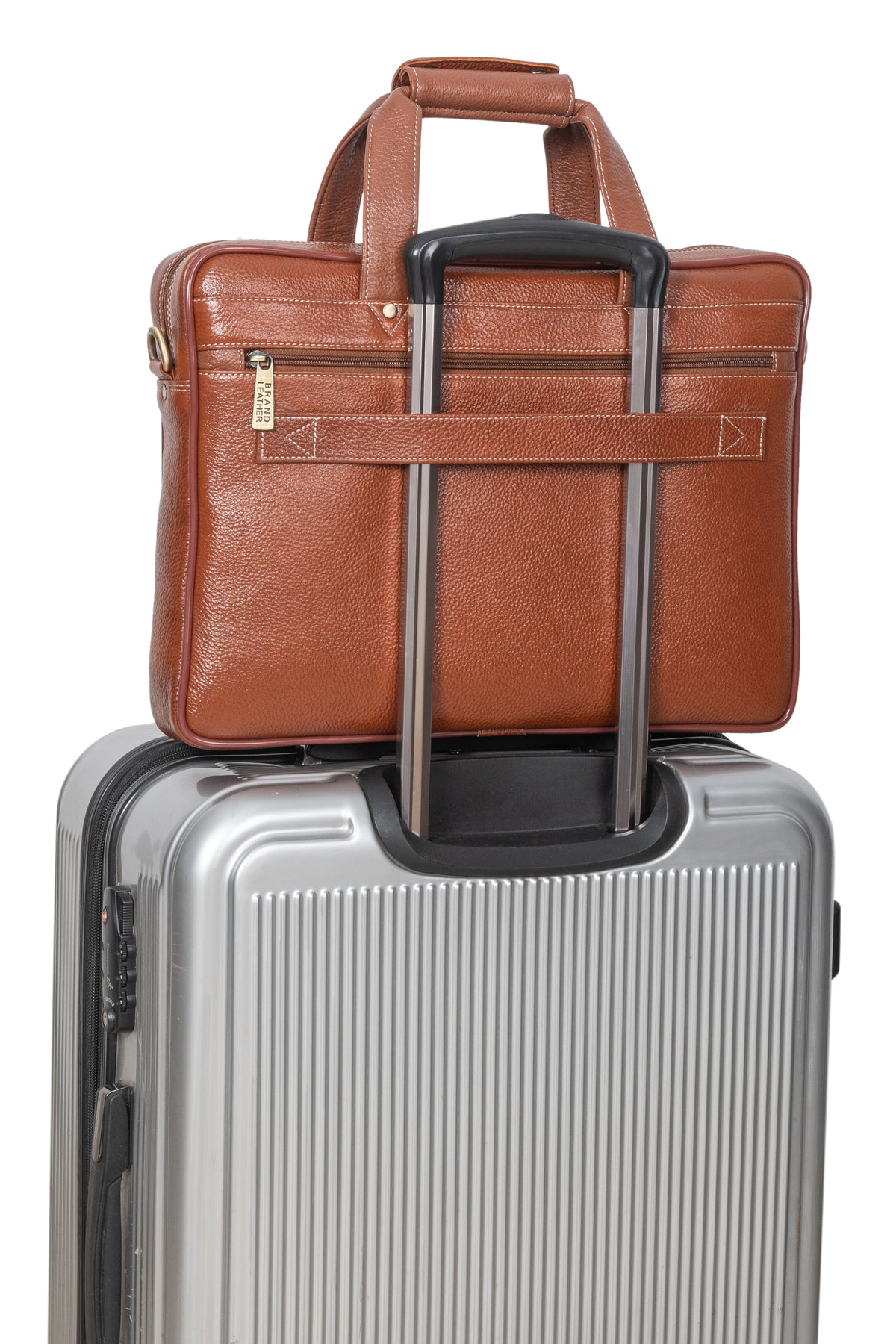 BRAND LEATHER Genuine Leather Laptop Bag for Men - Office Bag, Brown - Fits Up to 14/15.6/16 Inch Laptop/MacBook - Laptop Messenger Bag/Side Shoulder Bag with Adjustable Strap - 1 Year Warranty