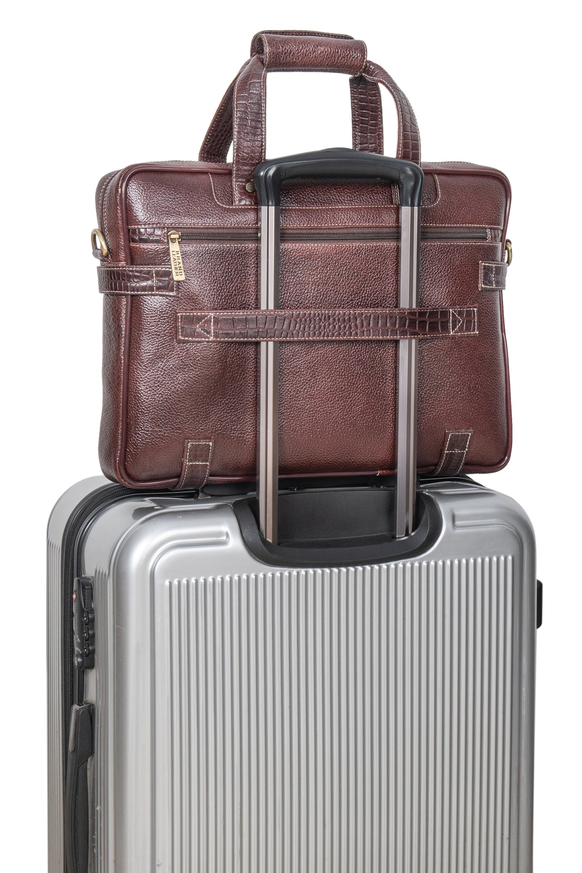 BRAND LEATHER Laptop Bag for Men - Genuine Leather Messenger Bag for Office - Fits up to 16 Inch Laptop -Brown Shoulder Bag with Multiple Compartments - Executive Leather Bag for Work and Travel