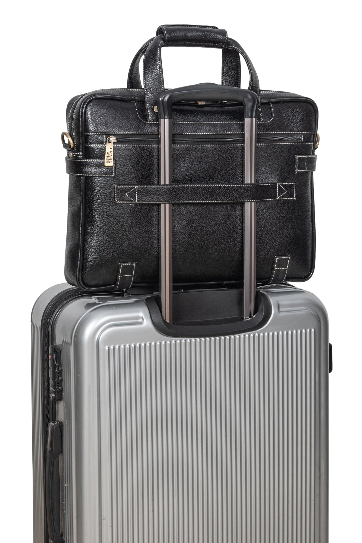 BRAND LEATHER Laptop Bag for Men - Genuine Leather Messenger Bag for Office - Fits up to 16 Inch Laptop -Brown Shoulder Bag with Multiple Compartments - Executive Leather Bag for Work and Travel