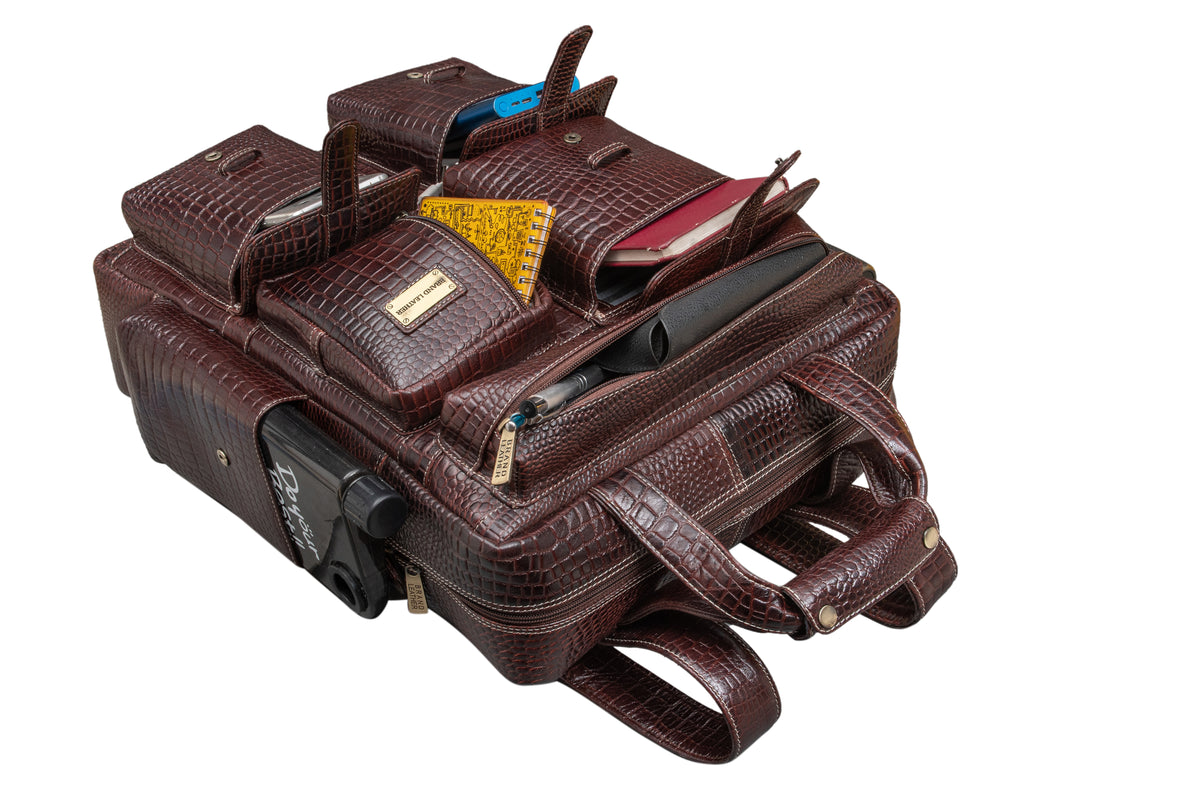 BRAND LEATHER Full Grain Buffalo - Hide Leather Backpack Large Capacity 15/15.6/16/17 Inch Laptop Bag Multi Pockets Travel Daypack