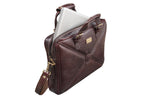 BRAND LEATHER Laptop Bag for Men - Genuine Leather Messenger Bag for Office - Fits up to 16 Inch Laptop -Brown Shoulder Bag with Multiple Compartments - Executive Leather Bag for Work and Travel