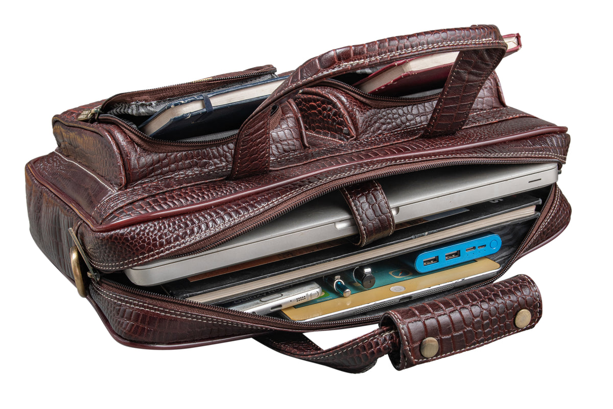 BRAND LEATHER Genuine Leather Laptop Bag for Men - Office Bag, Brown - Fits Up to 14/15.6/16 Inch Laptop/MacBook - Laptop Messenger Bag/Side Shoulder Bag with Adjustable Strap - 1 Year Warranty