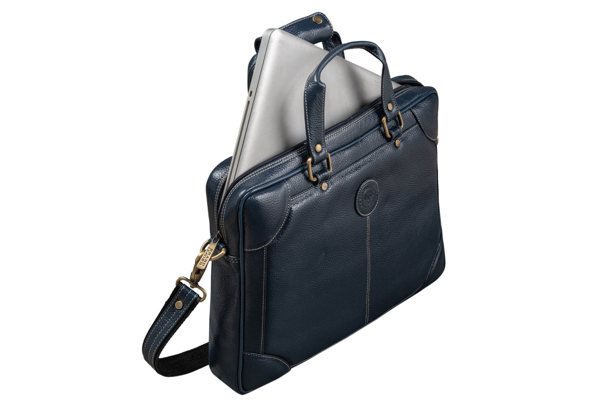 BRAND LEATHER Laptop Bag for Men - Genuine Leather Messenger Bag for Office - Fits up to 16 Inch Laptop -Brown Shoulder Bag with Multiple Compartments - Executive Leather Bag for Work and Travel