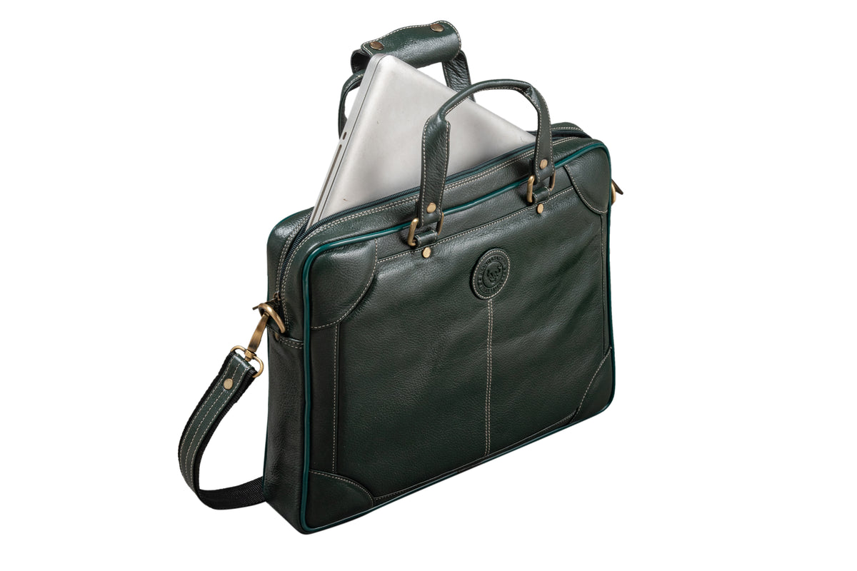 BRAND LEATHER Laptop Bag for Men - Genuine Leather Messenger Bag for Office - Fits up to 16 Inch Laptop -Brown Shoulder Bag with Multiple Compartments - Executive Leather Bag for Work and Travel