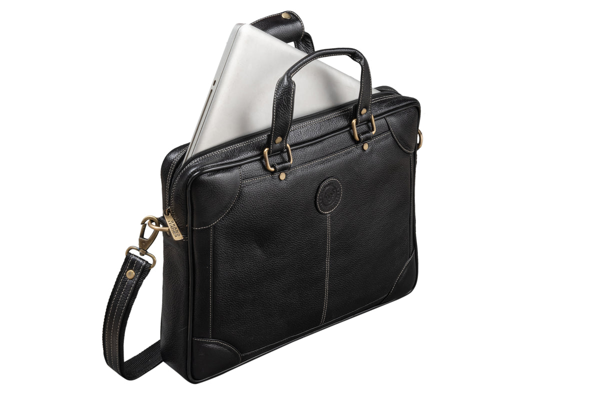 BRAND LEATHER Laptop Bag for Men - Genuine Leather Messenger Bag for Office - Fits up to 16 Inch Laptop -Brown Shoulder Bag with Multiple Compartments - Executive Leather Bag for Work and Travel