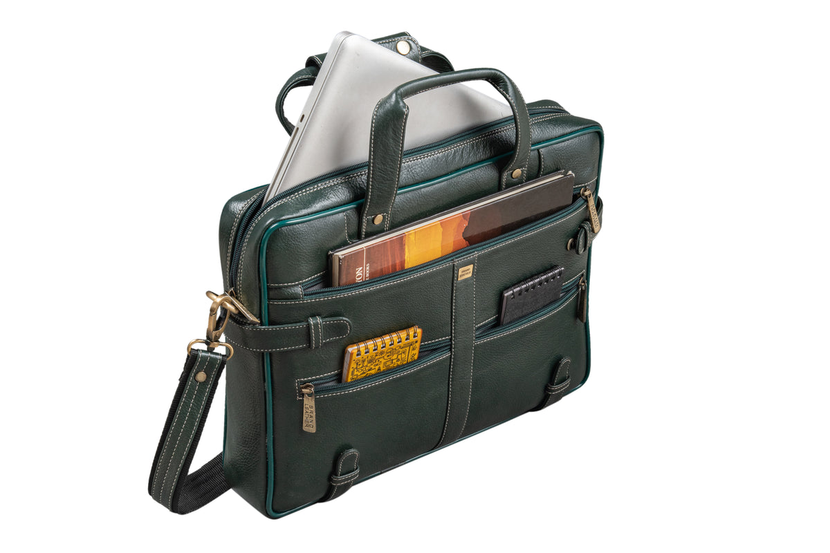 BRAND LEATHER Laptop Bag for Men - Genuine Leather Messenger Bag for Office - Fits up to 16 Inch Laptop -Brown Shoulder Bag with Multiple Compartments - Executive Leather Bag for Work and Travel