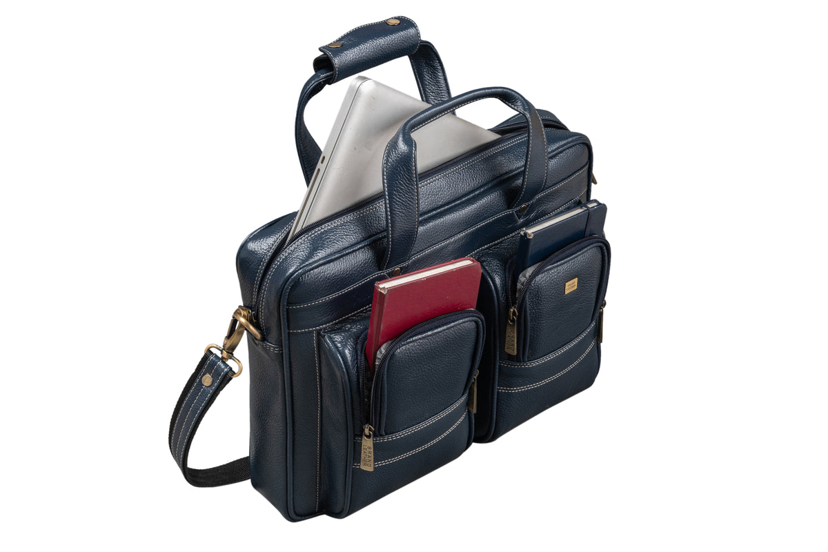 BRAND LEATHER Genuine Leather Laptop Bag for Men - Office Bag, Brown - Fits Up to 14/15.6/16 Inch Laptop/MacBook - Laptop Messenger Bag/Side Shoulder Bag with Adjustable Strap - 1 Year Warranty