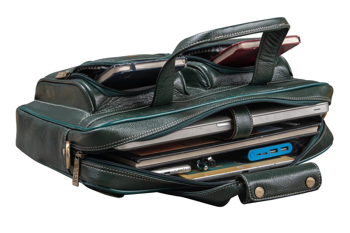 BRAND LEATHER Genuine Leather Laptop Bag for Men - Office Bag, Brown - Fits Up to 14/15.6/16 Inch Laptop/MacBook - Laptop Messenger Bag/Side Shoulder Bag with Adjustable Strap - 1 Year Warranty