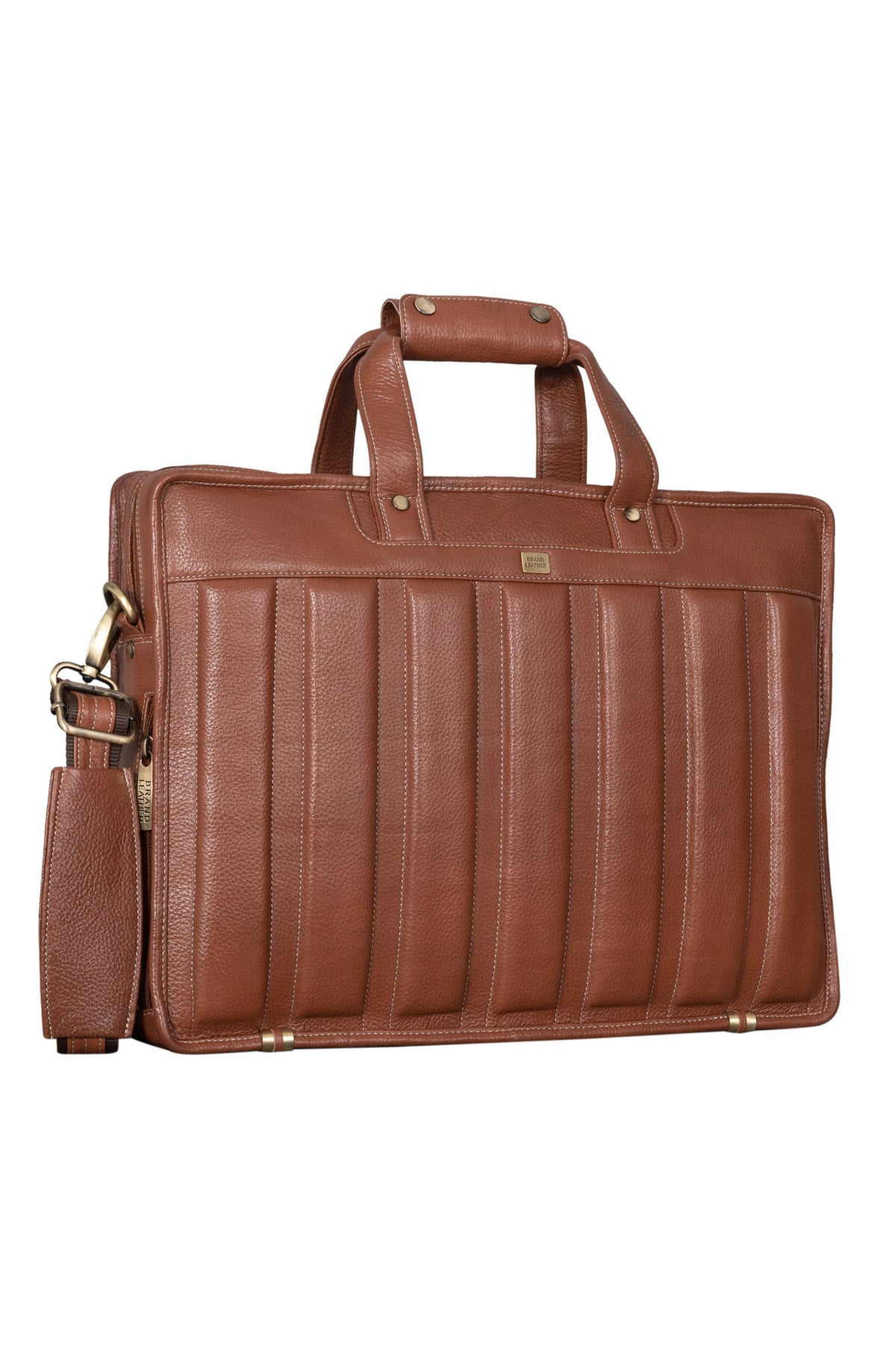 Genuine Leather Laptop Bag for Men - Office Bag, Brown - Fits Up to 14/15.6/16 Inch Laptop/MacBook - Laptop Messenger Bag/Side Shoulder Bag with Adjustable Strap - 1 Year Warranty