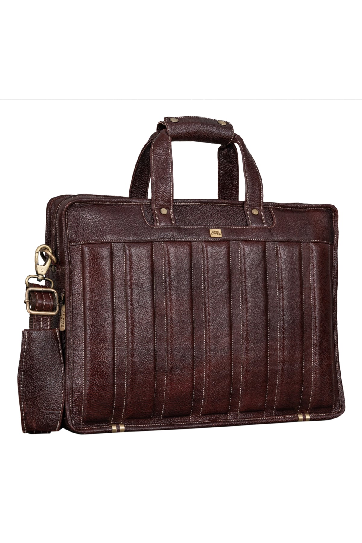 Genuine Leather Laptop Bag for Men - Office Bag, Brown - Fits Up to 14/15.6/16 Inch Laptop/MacBook - Laptop Messenger Bag/Side Shoulder Bag with Adjustable Strap - 1 Year Warranty